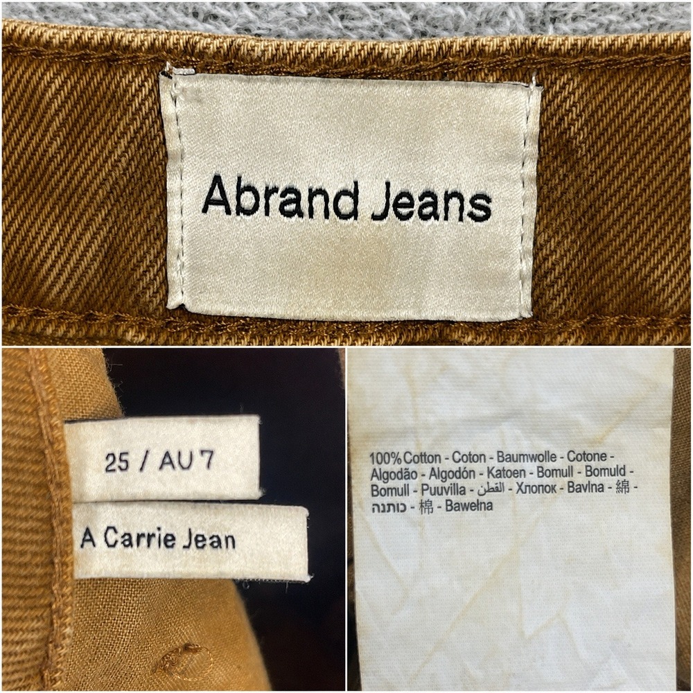 Abrand Jeans Women 25 Brown A Carrie Jean Wide Leg High Rise Raw Hem - Picture 6 of 12